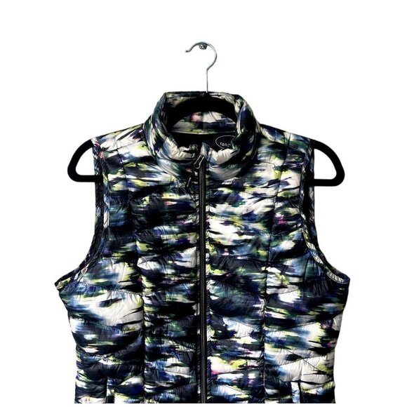 Tangerine Vest Womens Size S Black Multicolor Down Filled Puffer Full Zip Bold - Picture 2 of 8